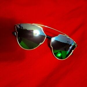 Christian Dior SoRealA mirrored Sunglasses. Light gold and Havana Blue.